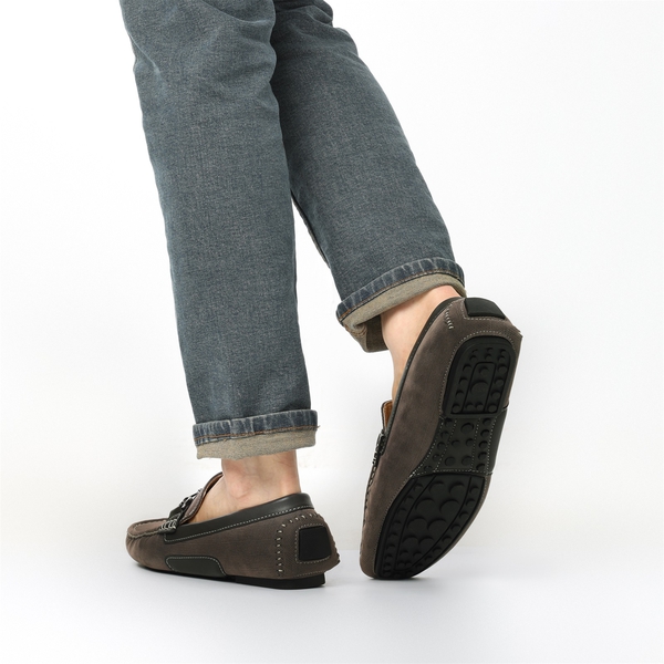 Men's Horsebit Moc-Toe Moccasin Loafers - GREY - 7